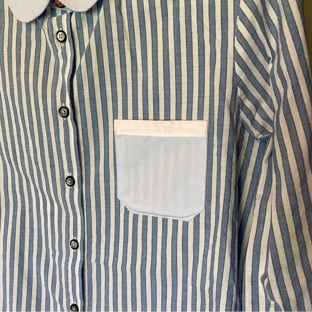 Chinti And Parker Women S Blue White Pinstripe Button Down Long Sleeve Shirt - Picture 2 of 10